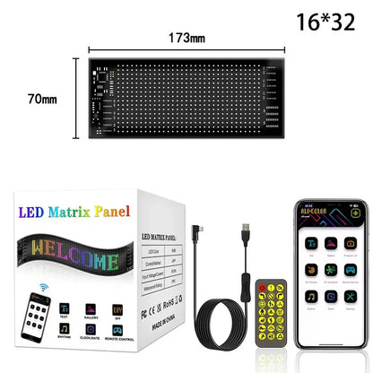 Écran LED Flexible pour Voiture pour Camion Yeux Panneau Pixel Matrice LED RGB Panneau d'Affichage pour Voiture Animation Télécommande Affichage Flexible Lumière USB 5V Prend en Charge le Français/Espagnol/Portugais