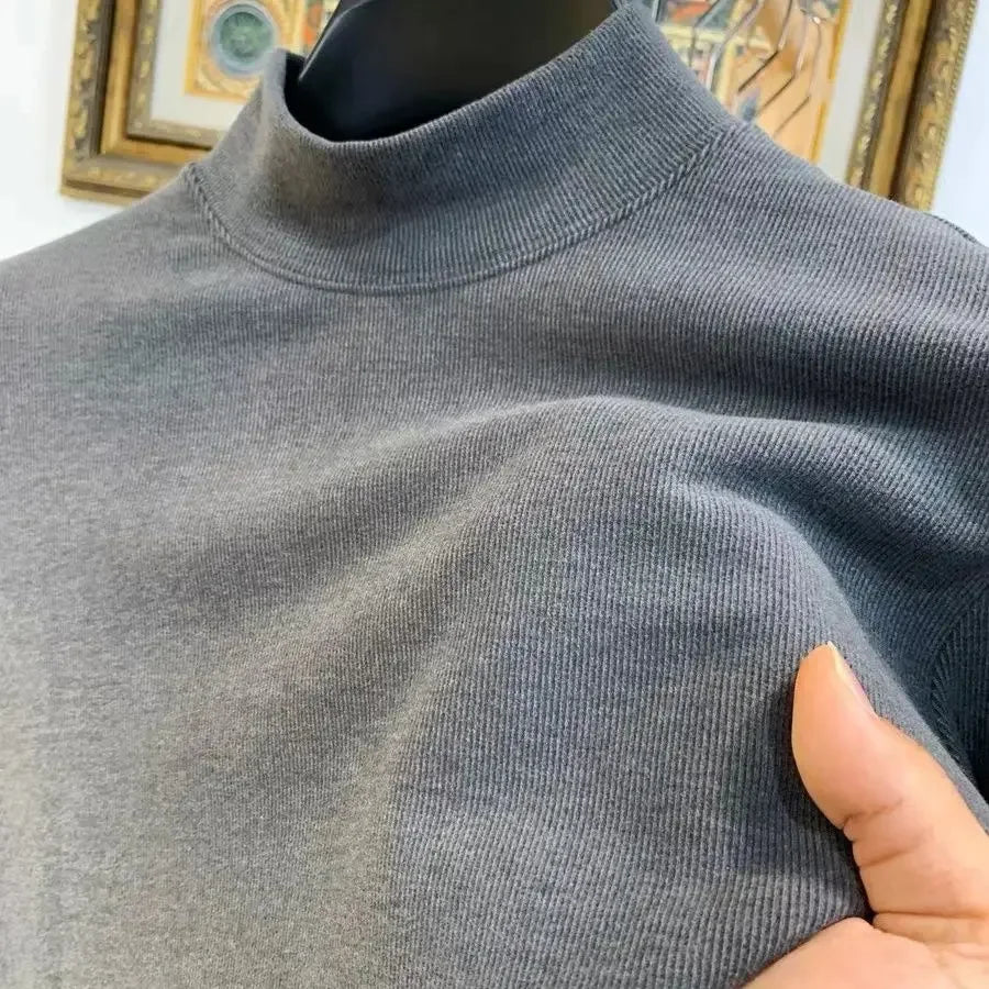Sous-vêtements thermiques à Base épaisse pour hommes, T-shirt décontracté à manches longues et col Semi-haut pour porter à l'intérieur et à l'extérieur, automne et hiver
