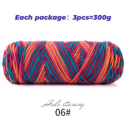 Pull auto-tissé en coton au lait teint à 5 brins, écharpe, couverture moyenne épaisse, fil au Crochet tissé fait à la main, 300g