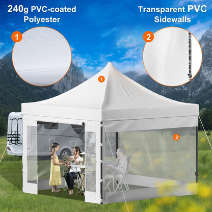 SucceBuy 10x10 Pop Up auvent tente extérieure dix avec parois latérales amovibles et sac à roulettes abri portable instantané pour camp de fête