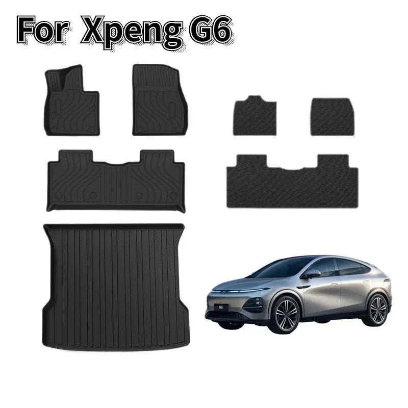 Tapis de Sol Antidérapants Imperméables pour Xpeng G6 2023 2024, Doublure de Chargement Avant et Arrière, Polymères de Coffre, Accessoires