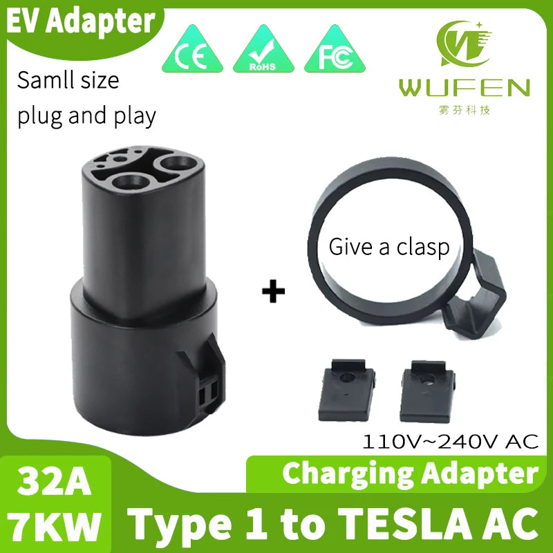 WUFEN pour 4 adaptateur de chargeur EV Standard Type 1/Tesla vers Gbt convertisseur 7kw Type 2/gbt à J1772 adaptateur 32A charge de voiture électrique