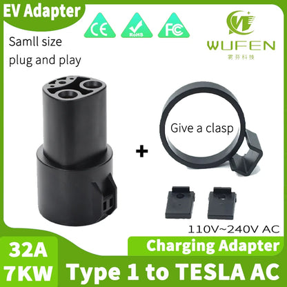 WUFEN pour 4 adaptateur de chargeur EV Standard Type 1/Tesla vers Gbt convertisseur 7kw Type 2/gbt à J1772 adaptateur 32A charge de voiture électrique