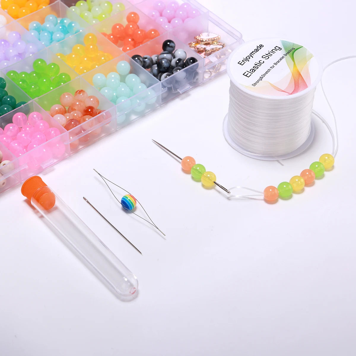 Cordon de Bracelet élastique Transparent, 2 pièces, pour la fabrication de bijoux et de colliers, pour fil à coudre
