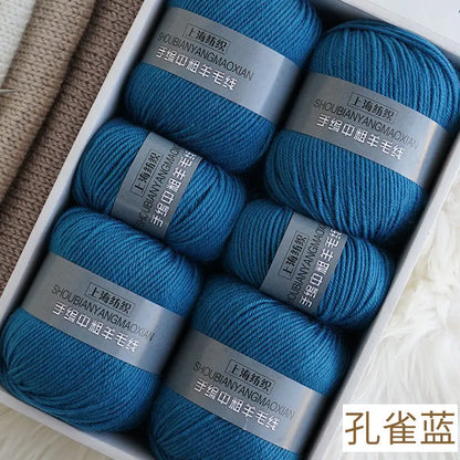 Fil de cachemire d'épaisseur moyenne, 500 g/ensemble, 4 plis, pour tricot au Crochet à la main, pull et pantalon, laine chaude, fil de laine 100%, doux pour la peau