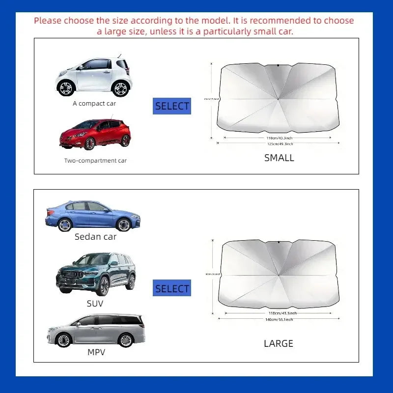 Pare-soleil pliable pour pare-brise avant de voiture, Protection UV/résistant à la chaleur, pare-soleil universel pour la Protection du tableau de bord