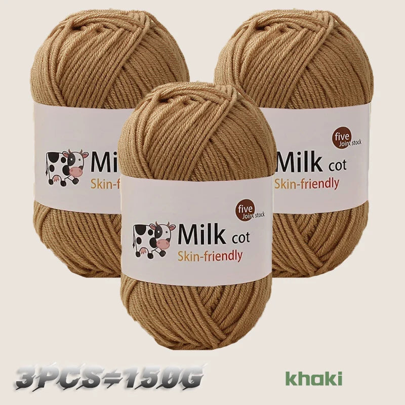 Boule de fil de lait faite à la main, aldéhyde moyen, fil de tissage bricolage, pulls à tricoter, chapeaux, écharpes et autres vêtements, 150g