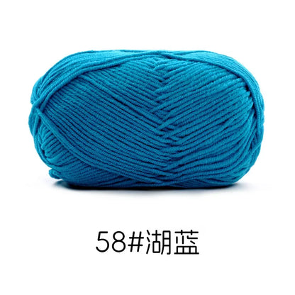 Pelote de Fil de Coton de Lait Peigné à 4 Brins, Laine Douce pour Crocheter et Tisser à la Main, 50g Chacun. 120M)