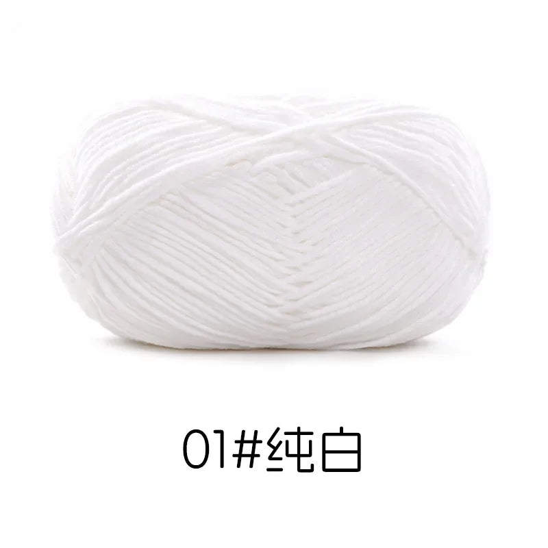 Pelote de Fil de Coton de Lait Peigné à 4 Brins, Laine Douce pour Crocheter et Tisser à la Main, 50g Chacun. 120M)