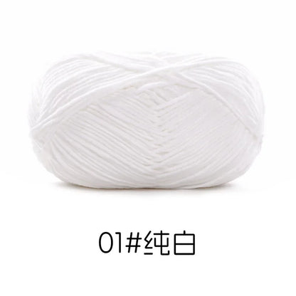 Pelote de Fil de Coton de Lait Peigné à 4 Brins, Laine Douce pour Crocheter et Tisser à la Main, 50g Chacun. 120M)