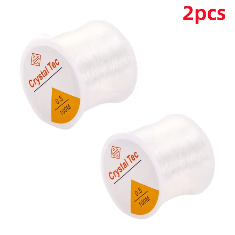 Fil élastique 100 m/rouleau, 2 pièces, fil de Bracelet à la mode pour Bracelet à main, fil de perles à rebond élevé pour la couture