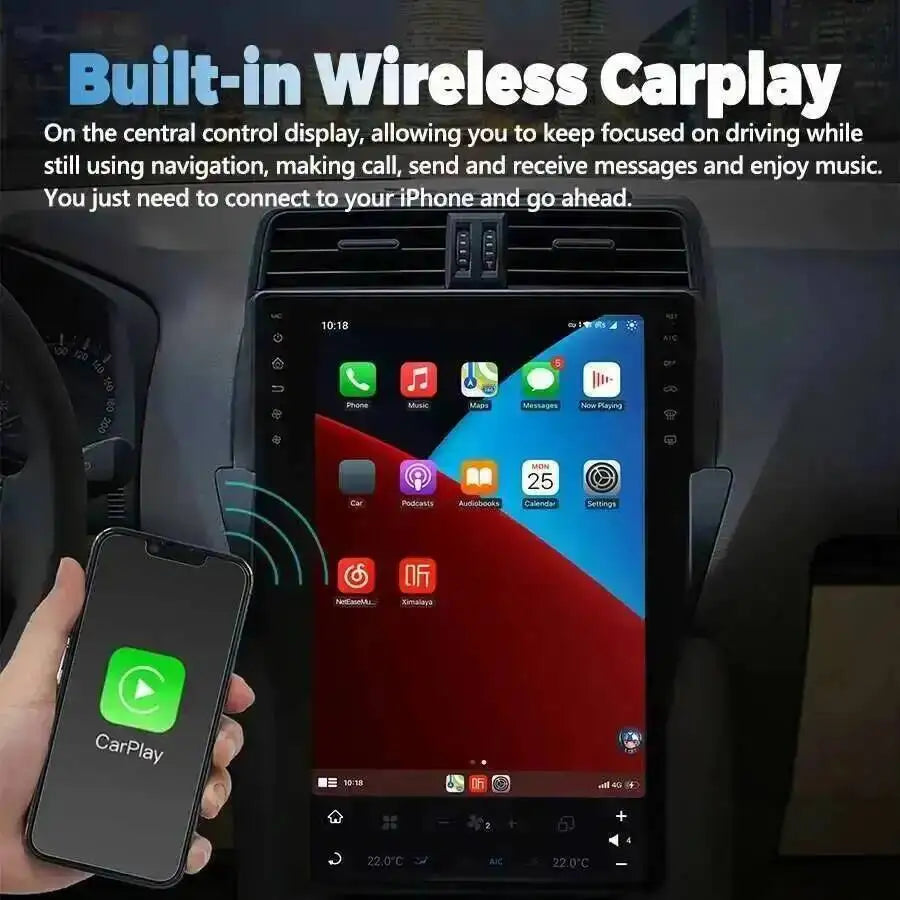 Autoradio 12,1 pouces pour Dodge RAM 2018-2020, lecteur multimédia, unité principale, GPS, navigation, CarPlay sans fil, 4G WIFI