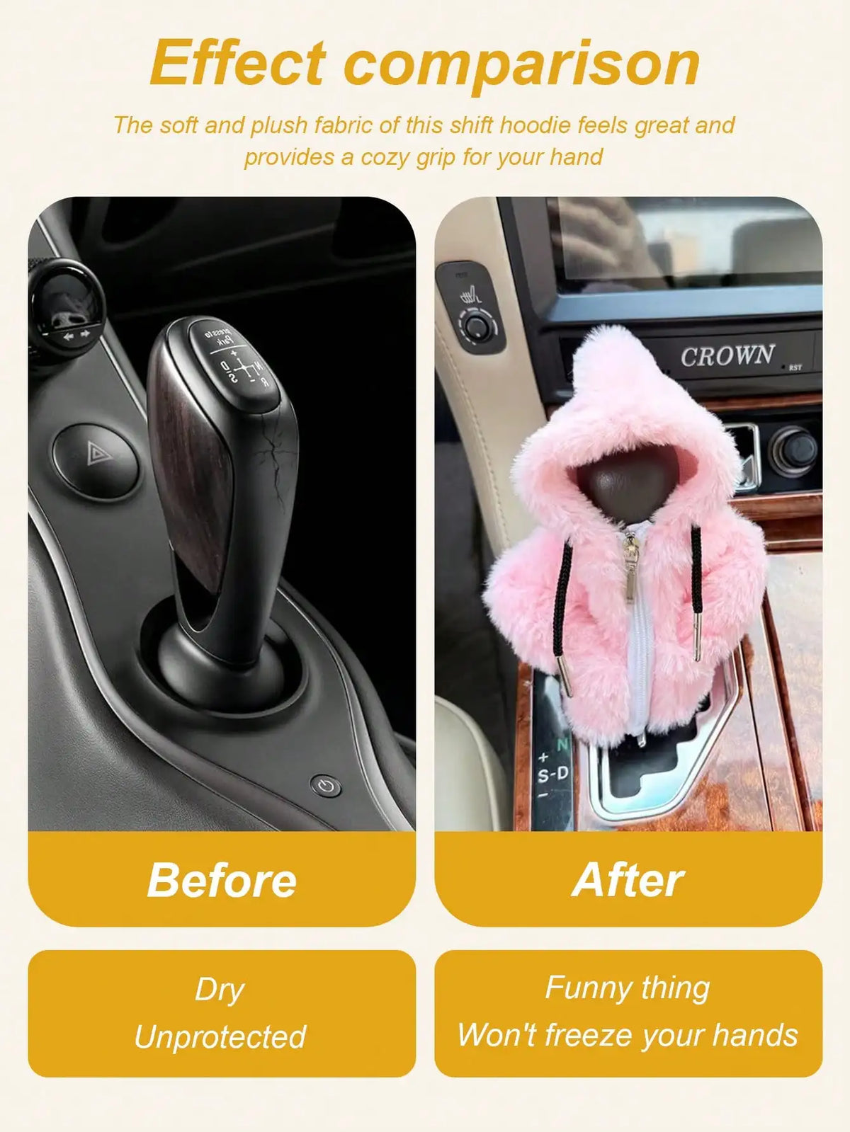 Housse de changement de vitesse de voiture floue, 1 pièce, manchon de pommeau de levier de vitesse en velours de Style sweat à capuche, universel pour les transmissions manuelles et automatiques
