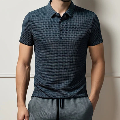 2025 hommes d'affaires décontracté à manches courtes fleur d'os couleur unie POLO mode respirant confortable été polyvalent haut