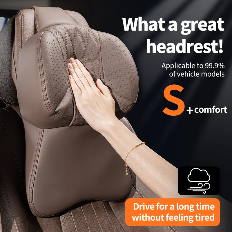 High Quality Universal Car Headrest Cushion Car Seat Neck Pillow Perforated Leather Breathable Lumbar Support Car Pillow