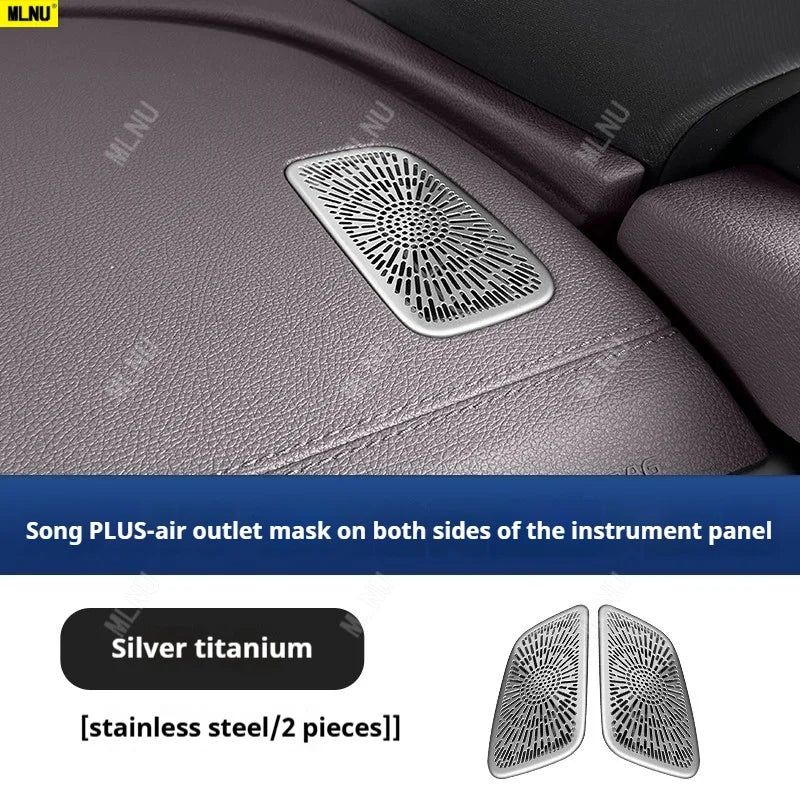 Pour BYD Song PLUS 2025 (Seal U dm i/Sealion 6) accessoires 2024/2023 couvercle anti-poussière de ventilation en métal, titane noir, conception creuse résistante