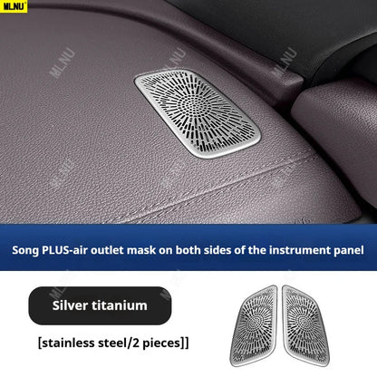 Pour BYD Song PLUS 2025 (Seal U dm i/Sealion 6) accessoires 2024/2023 couvercle anti-poussière de ventilation en métal, titane noir, conception creuse résistante