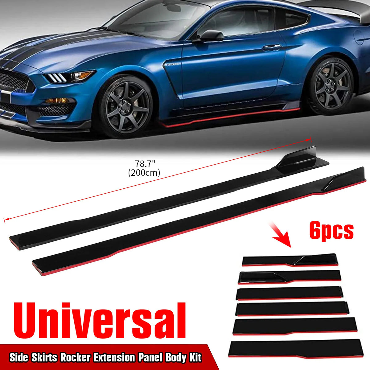 Kit universel de carrosserie de lèvre de pare-chocs avant de voiture + séparateur de becquet de jupe latérale de 2M + tiges de support de 20CM pour Honda pour Nissan protection de carrosserie de voiture