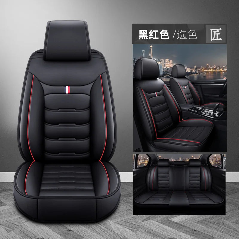 Housse de siège de voiture universelle fendue, entièrement entourée, respirante, confortable, de luxe, en cuir, coussin de siège de voiture, housse de siège complète