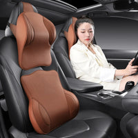 Coussin de nuque et support lombaire en mousse à mémoire de forme pour voiture, soulage le cou et le bas du dos, facile à installer, disponible en plusieurs couleurs