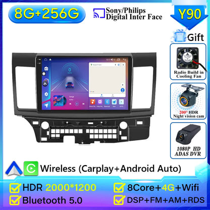 Autoradio Android 14 pour Mitsubishi Lancer 10 CY 2007-2017 Android 15 Navigation GPS Android Auto stéréo Carplay écran No 2din