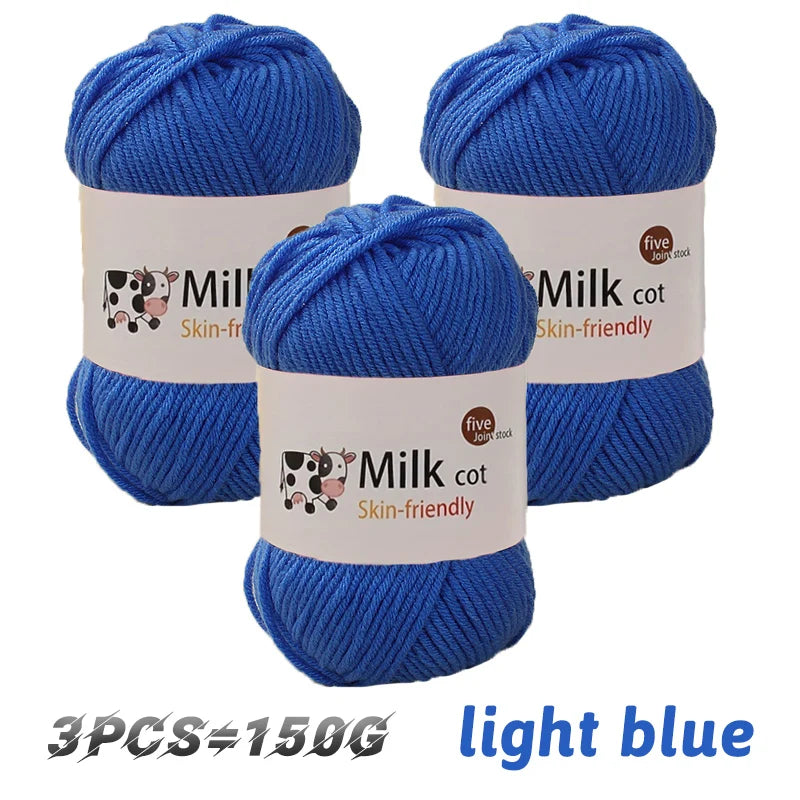 Boule de fil de lait faite à la main, aldéhyde moyen, fil de tissage bricolage, pulls à tricoter, chapeaux, écharpes et autres vêtements, 150g