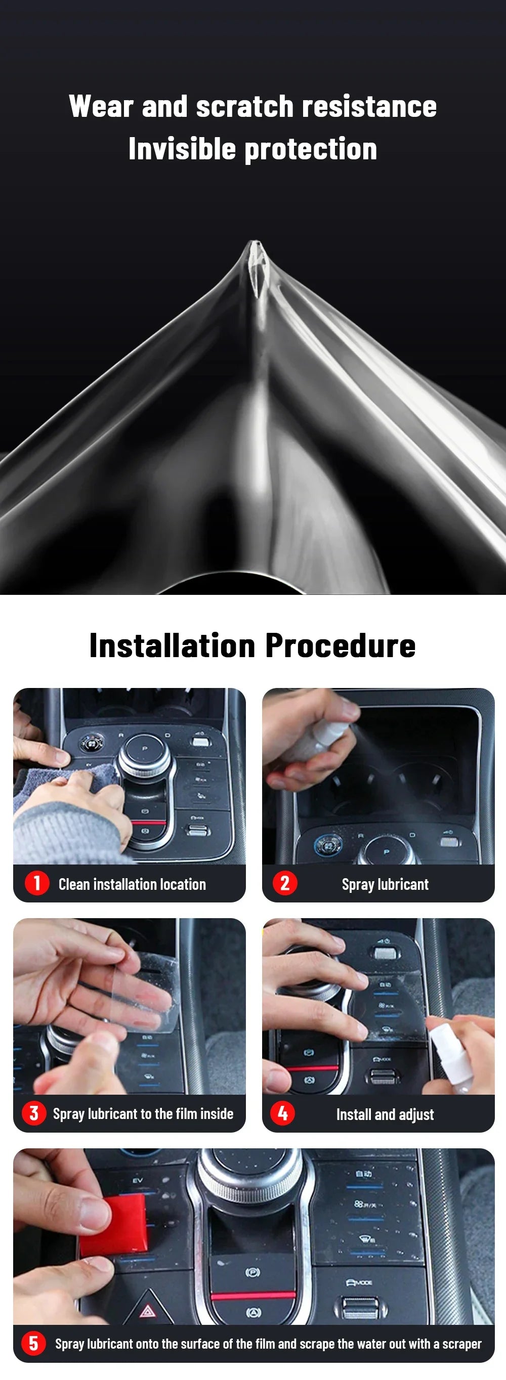 Film de protection Transparent pour Console centrale intérieure de voiture BYD YANGWANG U8 2023 2024, Film de réparation anti-rayures, accessoires