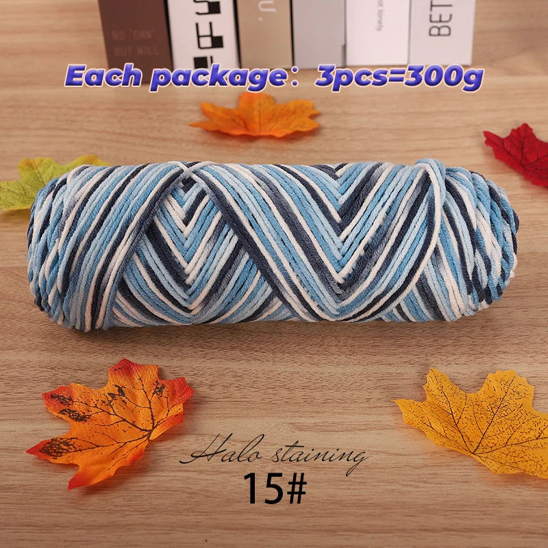 Pull auto-tissé en coton au lait teint à 5 brins, écharpe, couverture moyenne épaisse, fil au Crochet tissé fait à la main, 300g