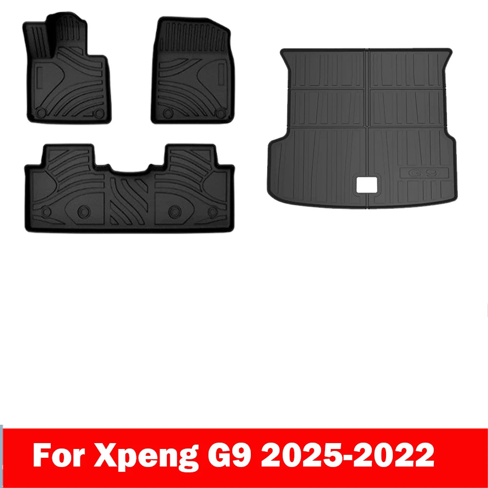 Tapis de sol et doublure de chargement en TPE pour Xpeng G9 2022 – 2024, doublures de sol toutes saisons, tapis de coffre en TPE, tampon étanche robuste LHD
