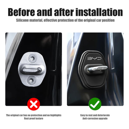 Couvercle de serrure de porte de voiture en Silicone, autocollant de protection pour BYD Atto 3 Yuan F3 E6 F0 G3 I3 Plus Ea1 Song Max Tang Dmi 2din, 2/4 pièces