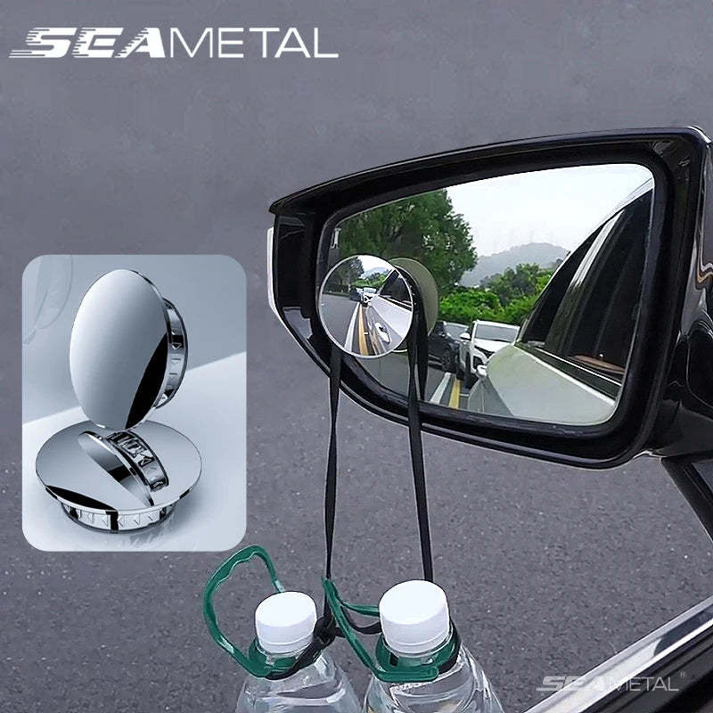 SEAMETAL – miroir convexe de voiture sans bords, grand Angle, forte ventouse, miroir d'angle mort, rétroviseur sûr à 360 degrés pour le stationnement