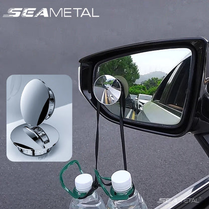 SEAMETAL – miroir convexe de voiture sans bords, grand Angle, forte ventouse, miroir d'angle mort, rétroviseur sûr à 360 degrés pour le stationnement