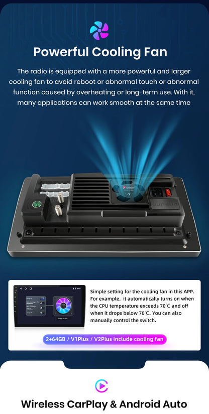 Junsun-V1 AI Voice Wireless CarPlay Android Auto Radio, KIT Rods 2007, 2008, 2009, 2010-2016, 4G, Système intelligent de voiture, GPS