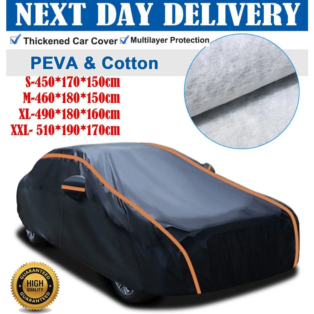 Juste de voiture imperméable doublée de coton, protection UV, 6 couches, S, M, XL, média