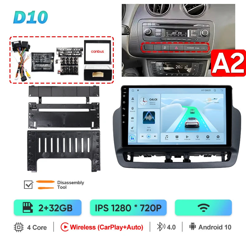 Pour Seat Ibiza 2012 2013 2014 2015 Android Auto Carplay Radio voiture lecteur vidéo multimédia GPS Navigation QLED écran tactile 4G