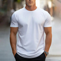 2024 Nouveau Col Rond À Manches Courtes T-Shirt Classique Mode Solide Couleur Sport Respirant À Manches Courtes D'été Respirant Gym Top