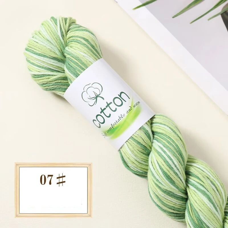 Fil dégradé 100% coton teint à la main 2mm 50g pour tricot, crochet, écharpe et pull DIY