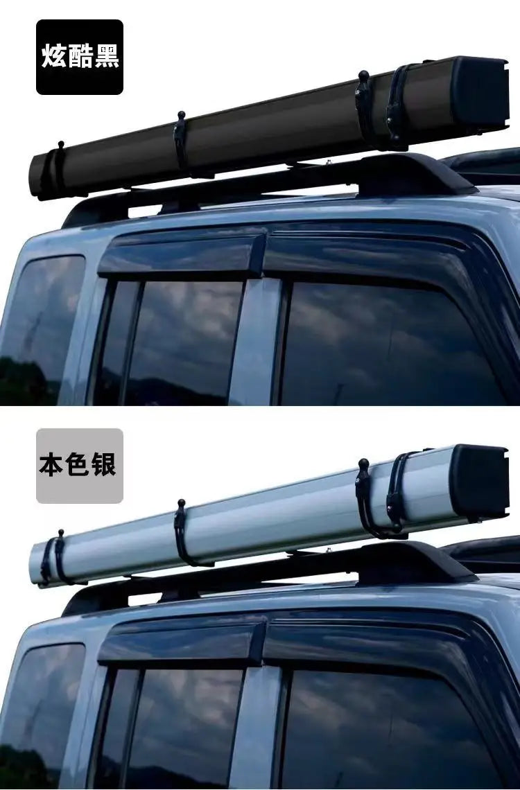 Coque en alliage d'aluminium tout-terrain SUV tente latérale de voiture extérieure pare-soleil auvent en caoutchouc noir tente latérale personnalisée
