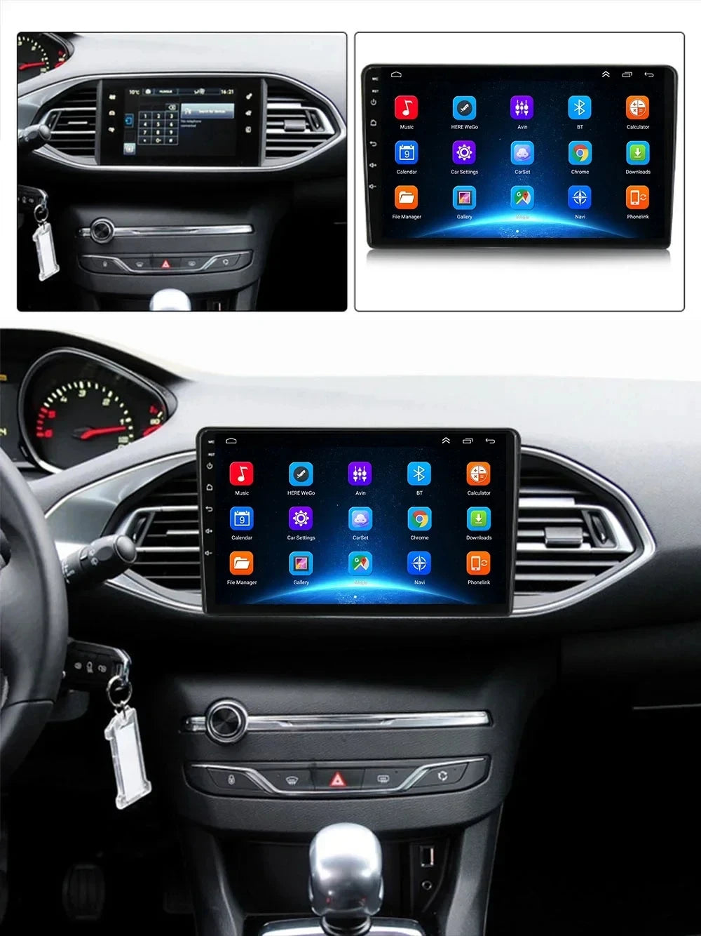 Android 15 pour Peugeot 308 T9 308S 2013 - 2017 Auto stéréo autoradio lecteur multimédia Navigation GPS 4G WIFI sans fil Carplay