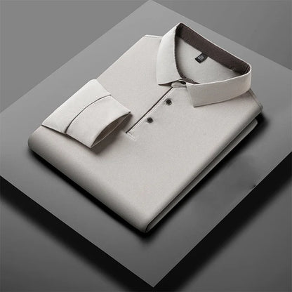 Polo d'affaires décontracté à manches longues pour hommes, haut polyvalent, document solide, à la mode, chaud, confortable, quatre saisons, nouveau