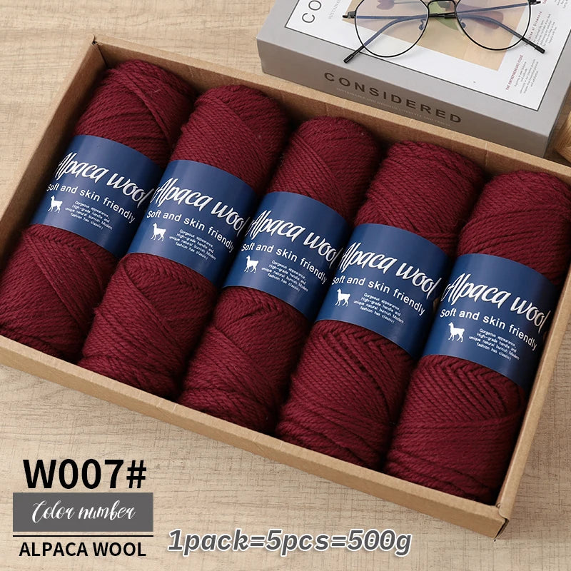 Fil de laine d'alpaga 500g, fil grossier, tissé à la main pour fabriquer des pulls chauds et à la mode, coupe-vent, vestes, foulards, chapeaux, fils