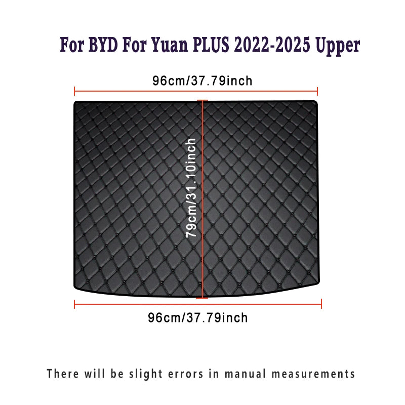 Tapis de coffre de voiture pour BYD, pour Yuan EV Pro PLUS 2025 2024 2023 2022 2021 2020 2019 2018, accessoires automobiles imperméables