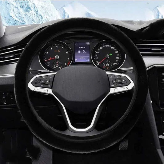 Housse de volant de voiture d'hiver chaude en peluche, protecteur de volant d'hiver chaud et moelleux universel, direction de voiture élastique antidérapante