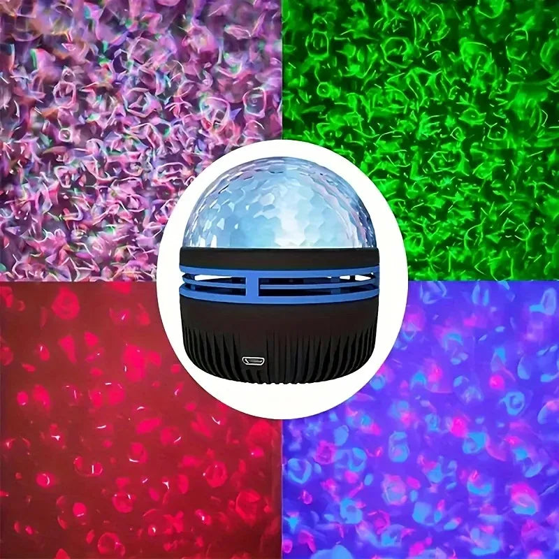 Projecteur LED Ciel Étoilé RGB Galaxie Lampe d'Ambiance Projection Noël Halloween Télécommande 7 Couleurs Rotation Automatique Maison
