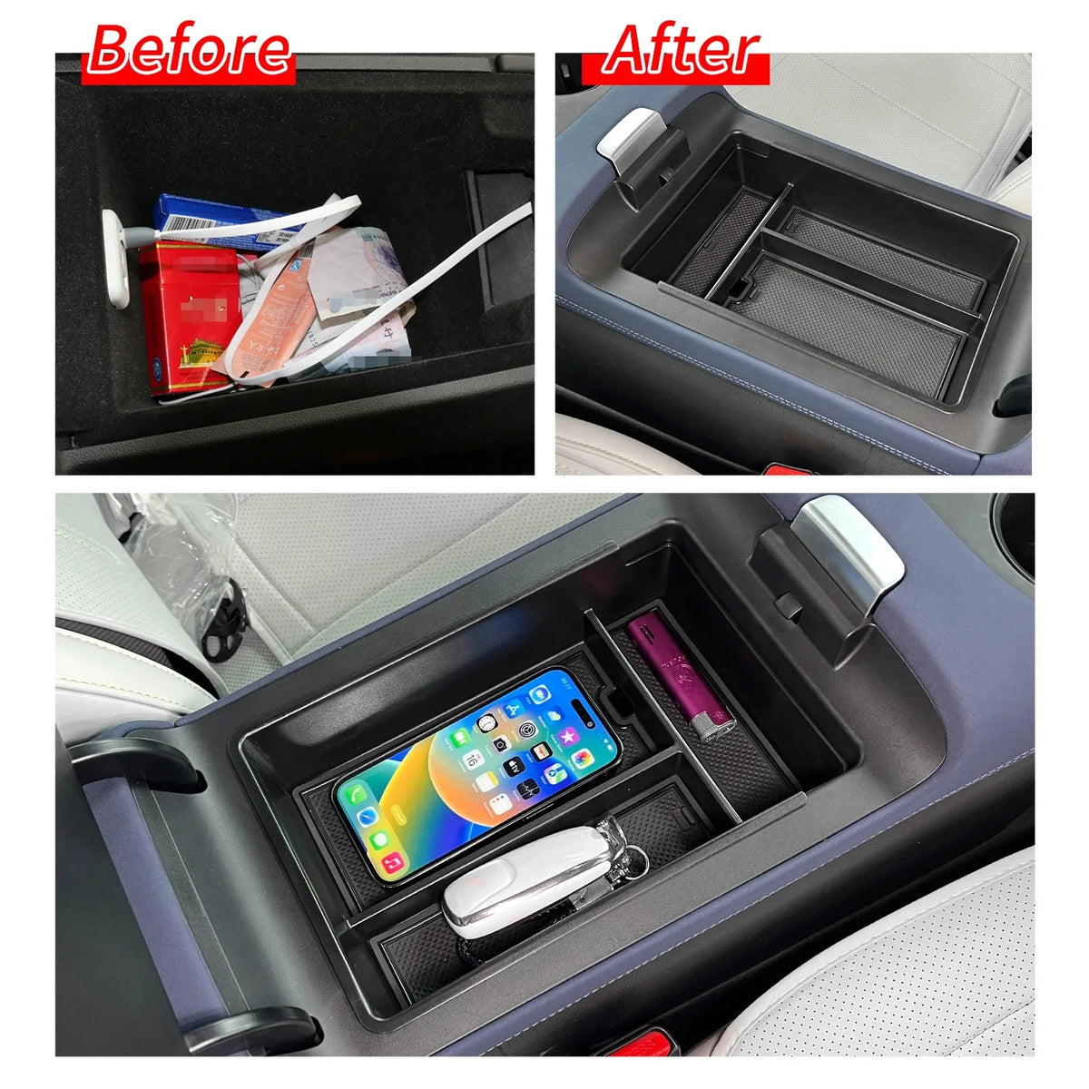 Boîte de rangement centrale de voiture pour Xpeng G9 2022 – 20225, porte-gobelet, plateau de tableau de bord, organisateur de rangement, accessoires d'intérieur de voiture noirs TPE
