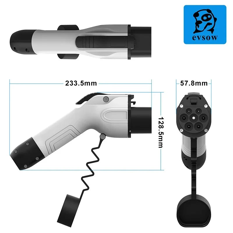Evsow-Prise de charge GBT 22KW 32A 3 phases, adaptateur de chargeur EV pour voiture électrique GBT, prise de chargeur EV pour appareil de véhicule