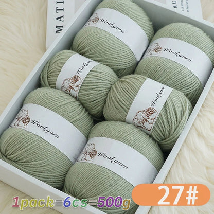 Fil de laine moyen de couleur Pure, 500g, à la mode, Simple, chaud, fait à la main, adapté aux écharpes à tricoter, pulls, gants, chapeaux