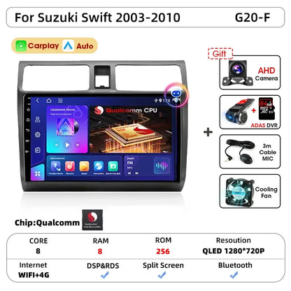 Srnubi autoradio pour Suzuki Swift 2003 2005 2006 2007 2008 2009 2010 sans fil Carplay Android Auto lecteur multimédia de voiture 2 Din