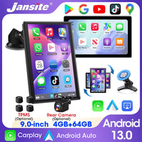 Jansite 9 "Android 13 4G + 64G voiture miroir Radio Carplay Android Auto lecteur écran rotatif GPS Navigation Support Tiktok TPMS BT