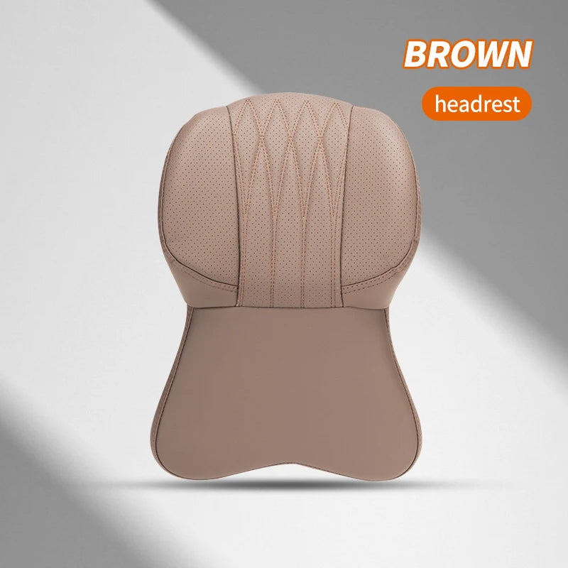 High Quality Universal Car Headrest Cushion Car Seat Neck Pillow Perforated Leather Breathable Lumbar Support Car Pillow